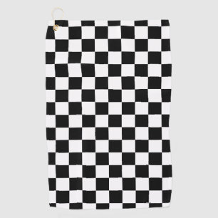 Black White Chequerboard Chequered Checked Check Golf Towel