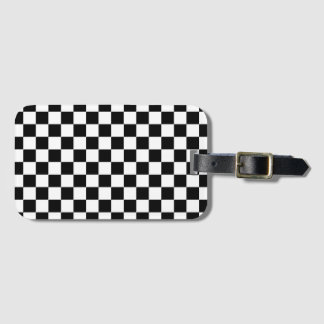 Black White Chequerboard Chequered Checked Check Luggage Tag