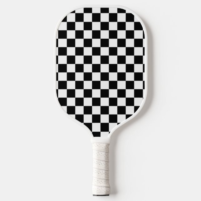Black White Chequerboard Chequered Checked Check Pickleball Paddle (Front)