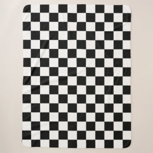 Black White Chequerboard Chequered Checked Check Sherpa Blanket
