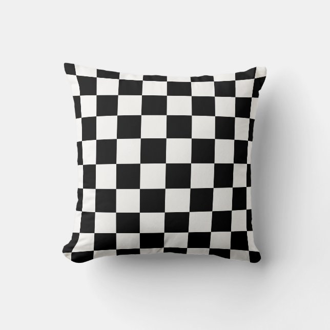 Black & White Chequerboard Design Cushion (Front)