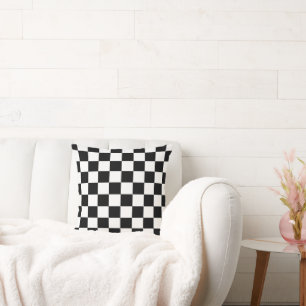 Black & White Chequerboard Design Throw Pillow