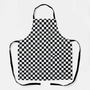 Black White Chequerboard Gingham Pattern Apron