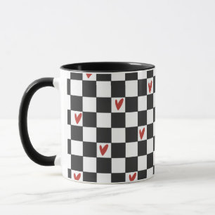 Black & White Chequerboard Mug   Modern Aesthetic 