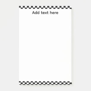 Black & White Chequerboard Notepad Editable Pers