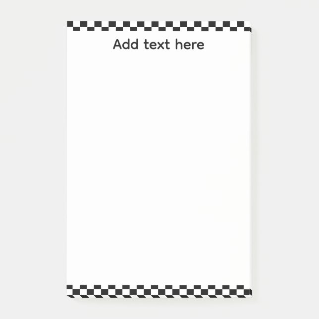 Black & White Chequerboard Notepad | Editable Pers (Front)