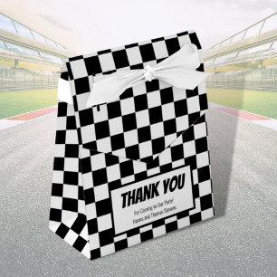 Black White Chequerboard Racing Theme Favour Box