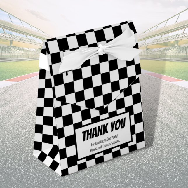 Black White Chequerboard Racing Theme Favour Box (Creator Uploaded)