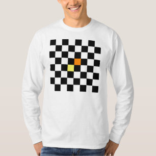 Black, White Chequerboard with Yellow Orange T-Shirt