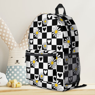 Black White Chequered Backpack