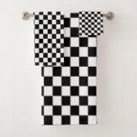 Black & White Chequered Bath Towel Set<br><div class="desc">Please visit my store for more interesting design and more colour choice => zazzle.com/colorfulworld*</div>