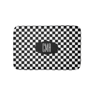 Black & White Chequered Board   DIY Monogram Bath Mat