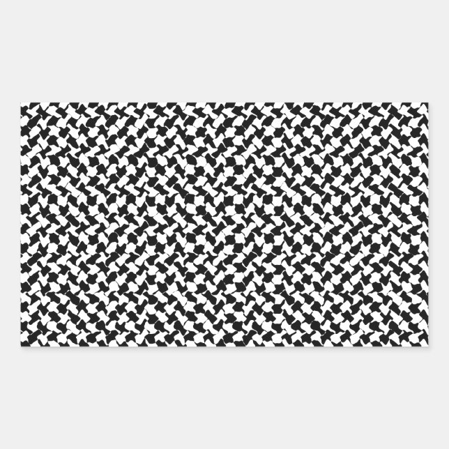 Black White Chequered Board Rectangular Sticker (Front)