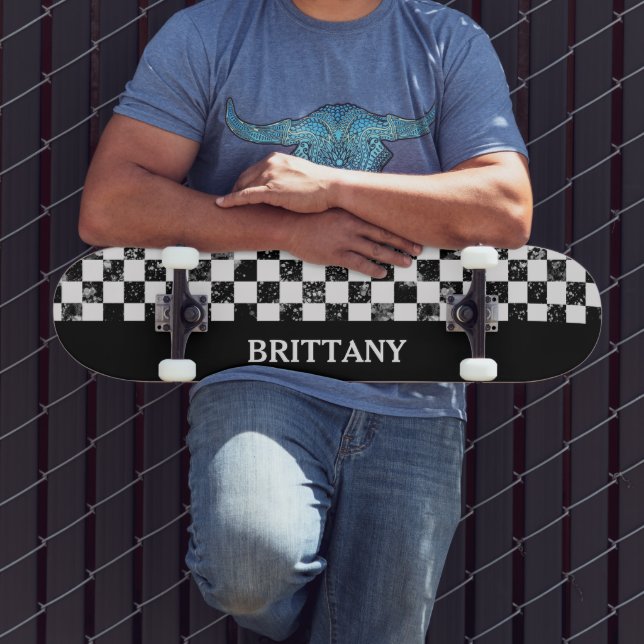 Black & White Chequered Board  Skateboard (Outdoor 3)