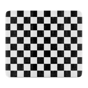 Black White Chequered Check Pattern Cutting Board