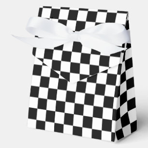 Black White Chequered Check Pattern Favour Box
