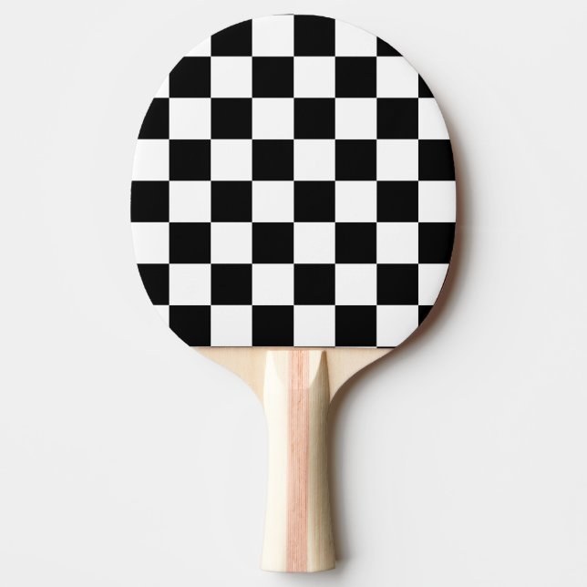 Black White Chequered Check Pattern Ping Pong Paddle (Front)