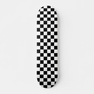 Black White Chequered Check Pattern Skateboard