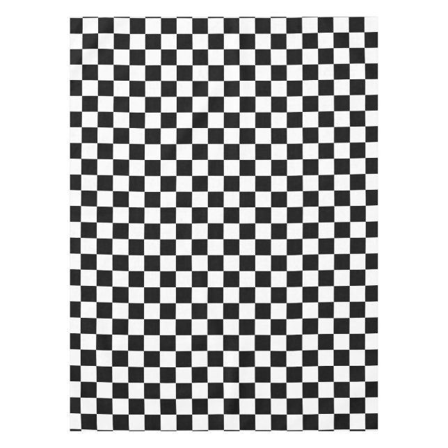 Black White Chequered Check Pattern Tablecloth (Front)