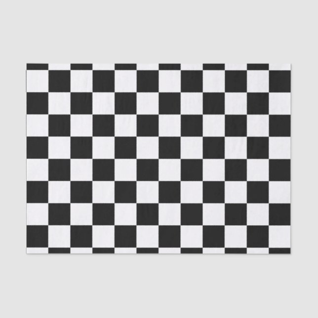 Black White Chequered Check Pattern Tissue Paper (Front)