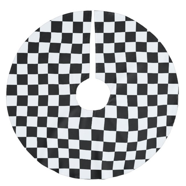 Black & White Chequered - Christmas Tree Skirt (Front)