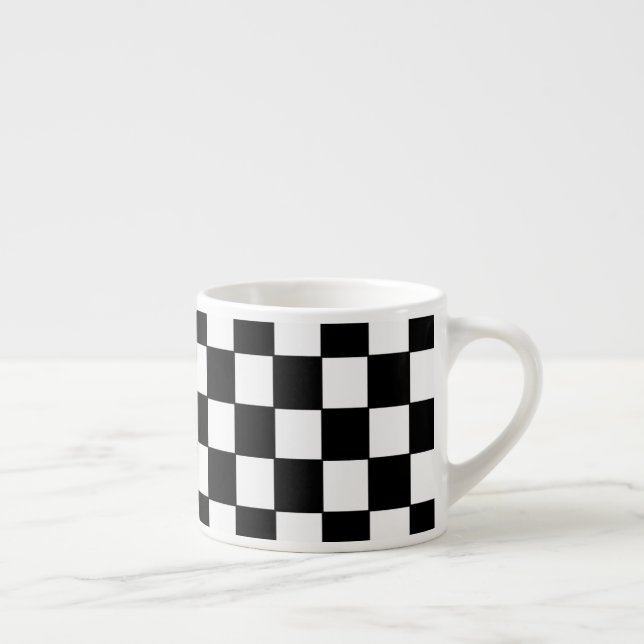 Black White Chequered Classic Pattern Espresso Cup (Right)