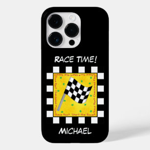 Black White Chequered Flag Race Black Personalised Case-Mate iPhone 14 Pro Case