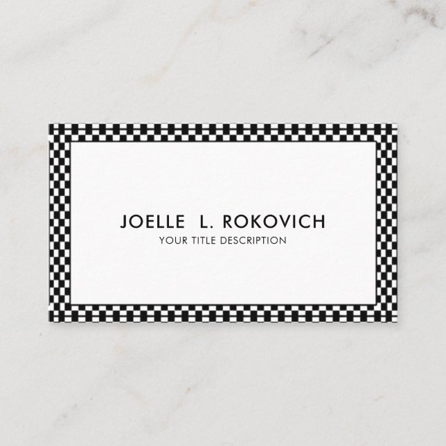 Black & White Chequered Frame Generic Business Car Business Card (Front)