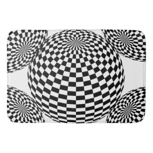 Black/White Chequered Globe Thunder_Cove Bath Mat