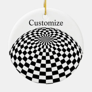 Black/White Chequered Globe Thunder_Cove Ceramic Tree Decoration