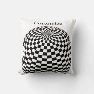 Black/White Chequered Globe Thunder_Cove Cushion