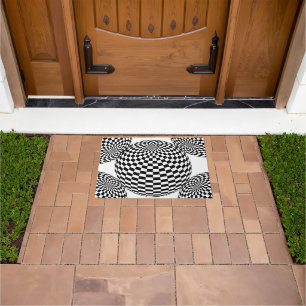 Black/White Chequered Globe Thunder_Cove Doormat