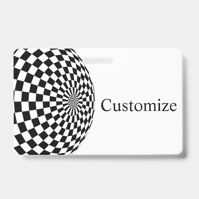 Black/White Chequered Globe Thunder_Cove ID Badge (Front)