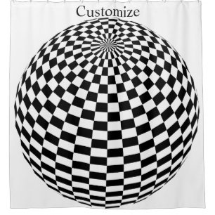 Black/White Chequered Globe Thunder_Cove Shower Curtain