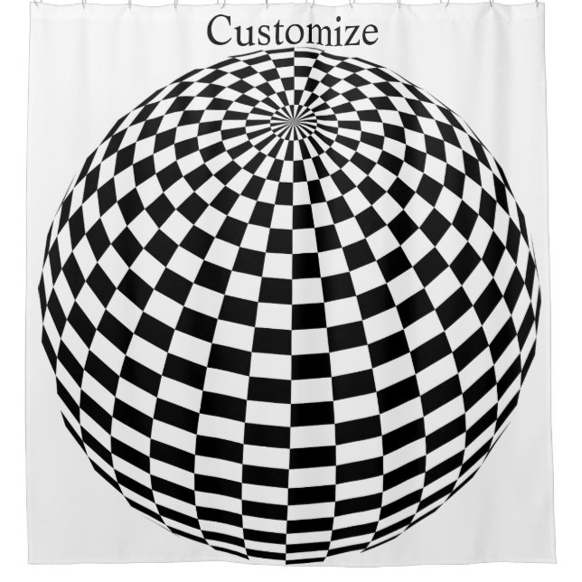 Black/White Chequered Globe Thunder_Cove Shower Curtain (Front)