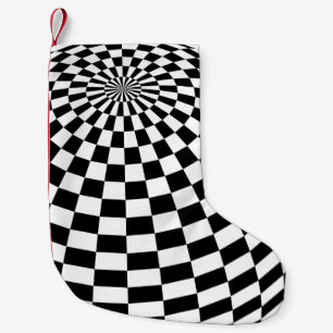 Black/White Chequered Globe Thunder_Cove Small Christmas Stocking