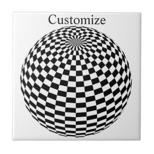 Black/White Chequered Globe Thunder_Cove Tile