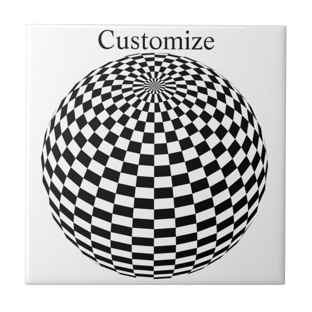 Black/White Chequered Globe Thunder_Cove Tile (Front)