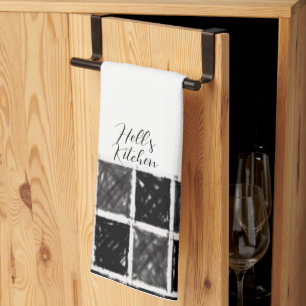 Black White Chequered Kitchen Hand Towel