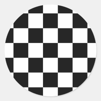 Black & White Chequered Pattern Classic Round Sticker