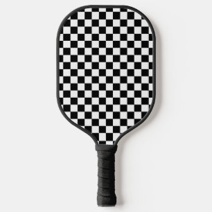 Black White Chequered Pattern Pickleball Paddle