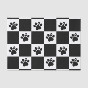 Black & White Chequered Pawprint  Tissue Paper