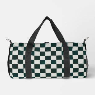 Black White Chequered Personalised Duffle Bag