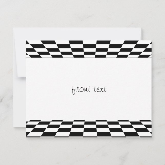Black & White Chequered Perspective Invitation (Front)