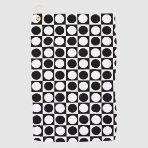 Black White Chequered Polka Dots  Golf Towel