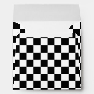 Black & White Chequered Race Invitation Envelope