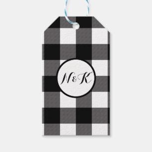 Black & White Chequered Squares Buffalo Plaid Gift Tags