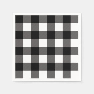 Black & White Chequered Squares Buffalo Plaid Napkin