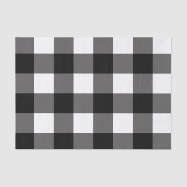 Black & White Chequered Squares Buffalo Plaid Tissue Paper (Front)