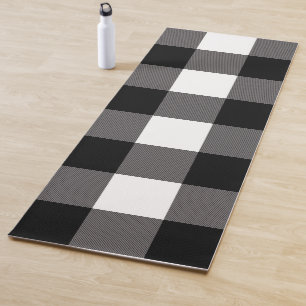 Black & White Chequered Squares Buffalo Plaid Yoga Mat